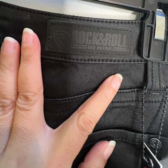 Rock&Roll Denim size 25x36 flare black jeans cowgirl pants - Picture 8 of 10